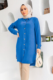  İndigo Blue Plus Size Tunic 1148IM - NEVA STYLE