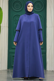 Neva Style - İndigo Blue Plus Size Turkish Abaya 10091IM - Thumbnail