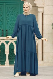  İndigo Blue Plus Size Turkish Abaya 615IM - NEVA STYLE