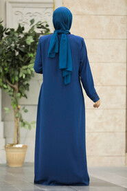  İndigo Blue Plus Size Turkish Abaya 616IM - 4