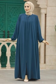  İndigo Blue Plus Size Turkish Abaya 62316IM - NEVA STYLE