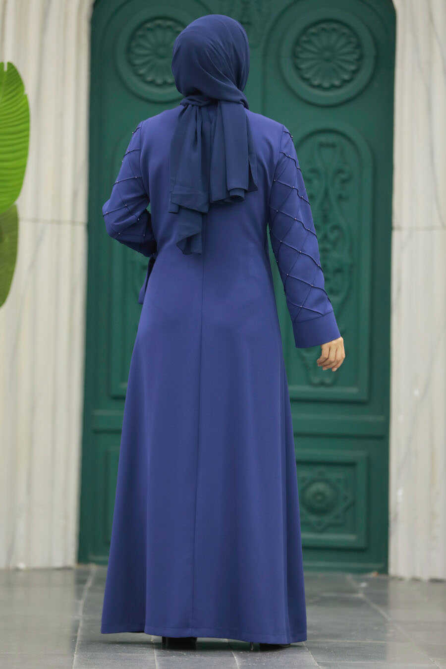 Neva Style - İndigo Blue Women Abaya 20631IM