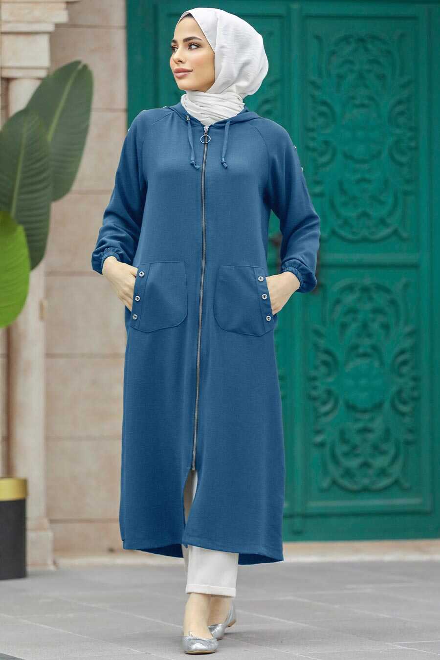 Neva Style - İndigo Blue Women Coat 511IM