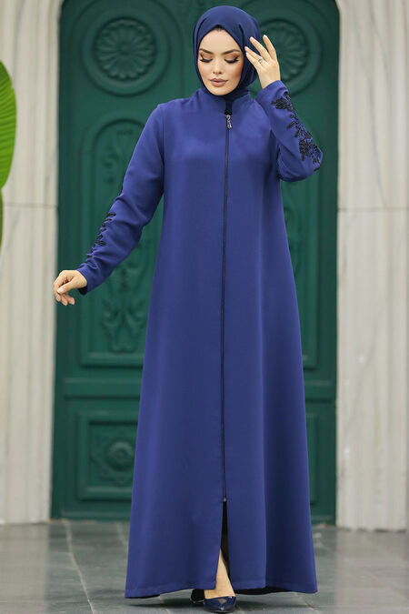  İndigo Blue Women Turkish Abaya 10081IM - NEVA STYLE