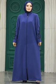  İndigo Blue Women Turkish Abaya 10081IM - 2