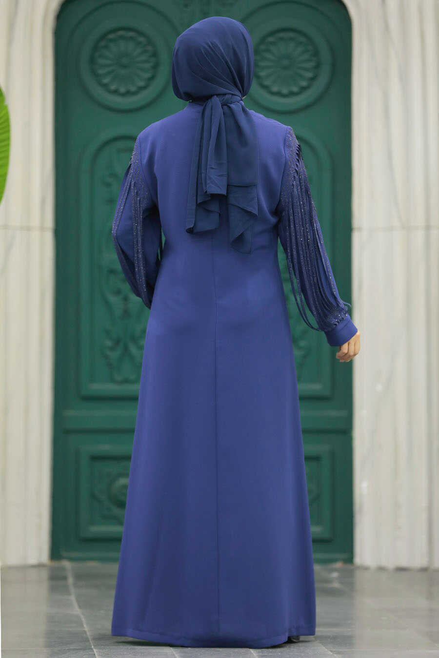 Neva Style - İndigo Blue Women Turkish Abaya 20074IM
