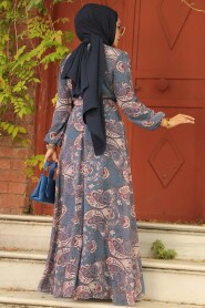  İndigo Blue Long Sleeve Dress 279081IM - 3