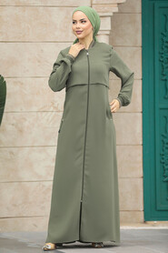  Khaki Abaya For Women 20075HK - 2