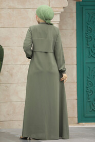  Khaki Abaya For Women 20075HK - 4
