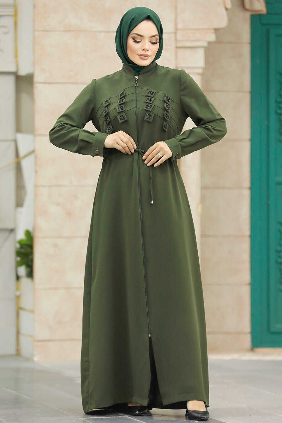 Neva Style - Khaki High Quality Turkish Abaya 10037HK