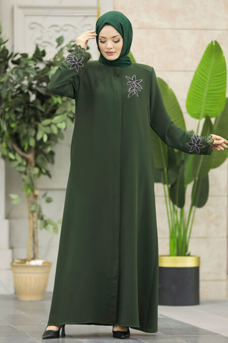  Khaki High Quality Turkish Abaya 62533HK - NEVA STYLE