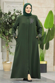  Khaki High Quality Turkish Abaya 62533HK - 4