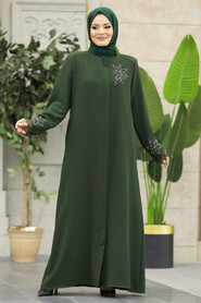  Khaki High Quality Turkish Abaya 62533HK - 3