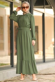  Khaki Hijab Daily Dress 1137HK - 1