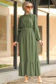  Khaki Hijab Daily Dress 1137HK - 2