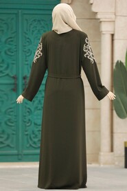  Khaki Hijab For Women Abaya 90701HK - 3