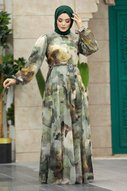  Khaki Hijab For Women Dress 33095HK - 2