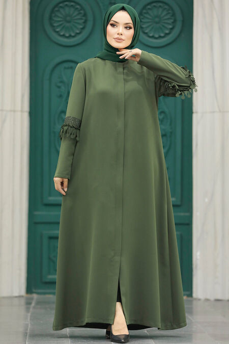 Khaki Hijab For Women Turkish Abaya 10021HK - NEVA STYLE