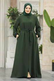  Khaki Hijab For Women Turkish Abaya 62534HK - 1