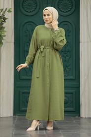  Khaki Hijab For Women Turkish Abaya 89861HK - NEVA STYLE