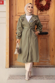  Khaki Hijab Trench Coat 639HK - 2