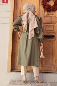  Khaki Hijab Trench Coat 639HK - 3