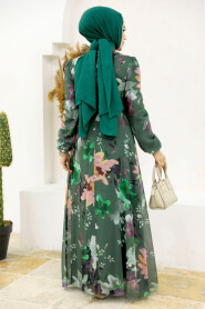  Khaki Hijab Turkish Dress 27942HK - 4