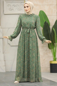  Khaki Hijab Turkish Dress 29712HK - 1