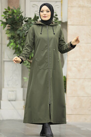  Khaki Islamic Clothing Coat 60623HK - 2