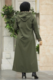  Khaki Islamic Clothing Coat 60623HK - 5