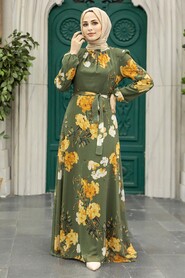  Khaki Islamic Clothing Dress 27940HK - 1