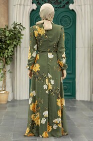  Khaki Islamic Clothing Dress 27940HK - 2