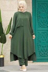  Khaki Islamic Clothing Dual Suit 10701HK - 2