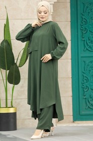  Khaki Islamic Clothing Dual Suit 10701HK - 1