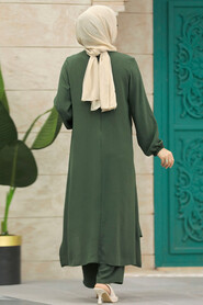  Khaki Islamic Clothing Dual Suit 10701HK - 3