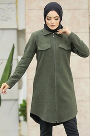 Neva Style - Khaki Islamic Clothing Tunic 5944HK - Thumbnail