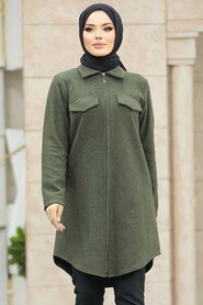 Neva Style - Khaki Islamic Clothing Tunic 5944HK - Thumbnail