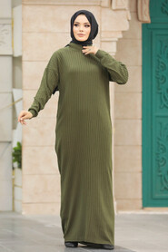  Khaki Knitwear Modest Dress 20161HK - 1