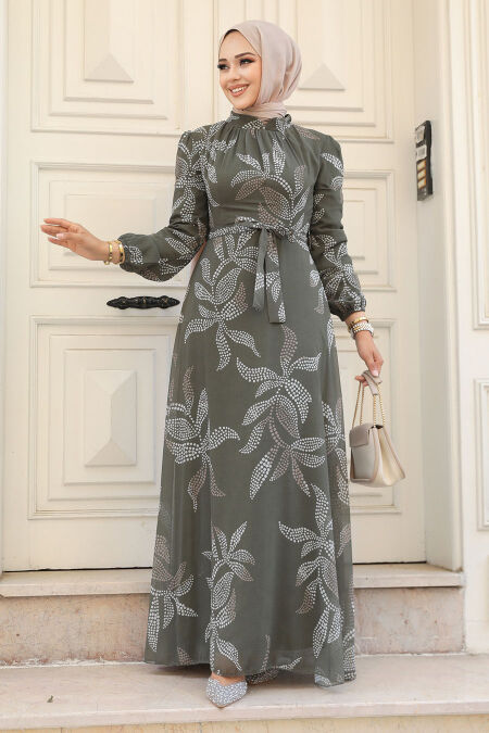  Khaki Long Dress for Muslim Ladies 279310HK - NEVA STYLE