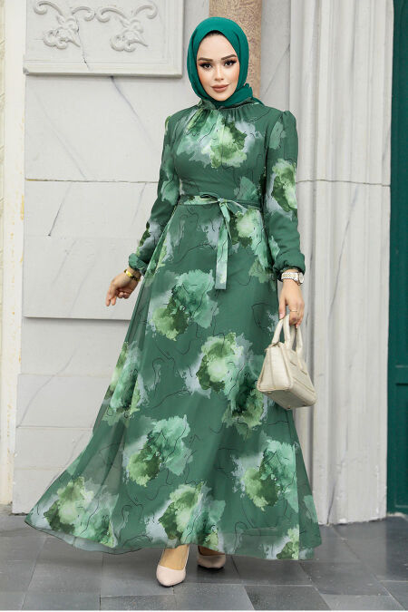  Khaki Long Muslim Dress 279313HK - NEVA STYLE