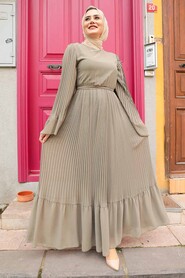  Khaki Long Muslim Dress 2884HK - 1