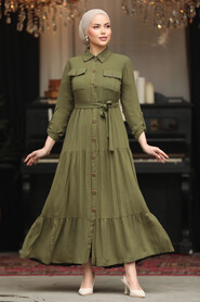  Khaki Long Sleeve Dress 40971HK - 1