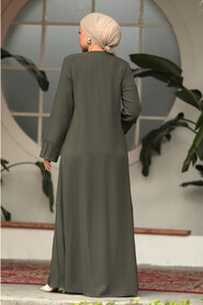  Khaki Long Turkish Abaya 20018HK - 3