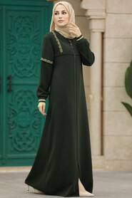  Khaki Long Turkish Abaya 35124HK - 1