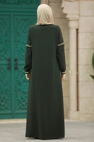  Khaki Long Turkish Abaya 35124HK - 3