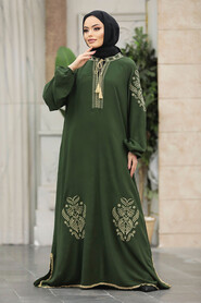  Khaki Modest Abaya Dress 10135HK - 2