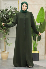  Khaki Modest Turkish Abaya 62535HK - 4