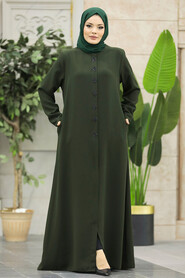  Khaki Modest Turkish Abaya 62535HK - 1