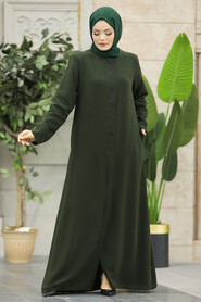  Khaki Modest Turkish Abaya 62535HK - 3