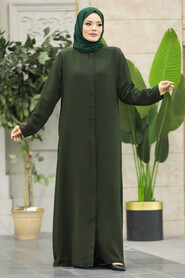  Khaki Modest Turkish Abaya 62535HK - 2
